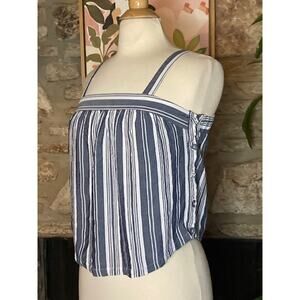 Denim Blue & White Striped Button Crop Top - Universal Threads - XS